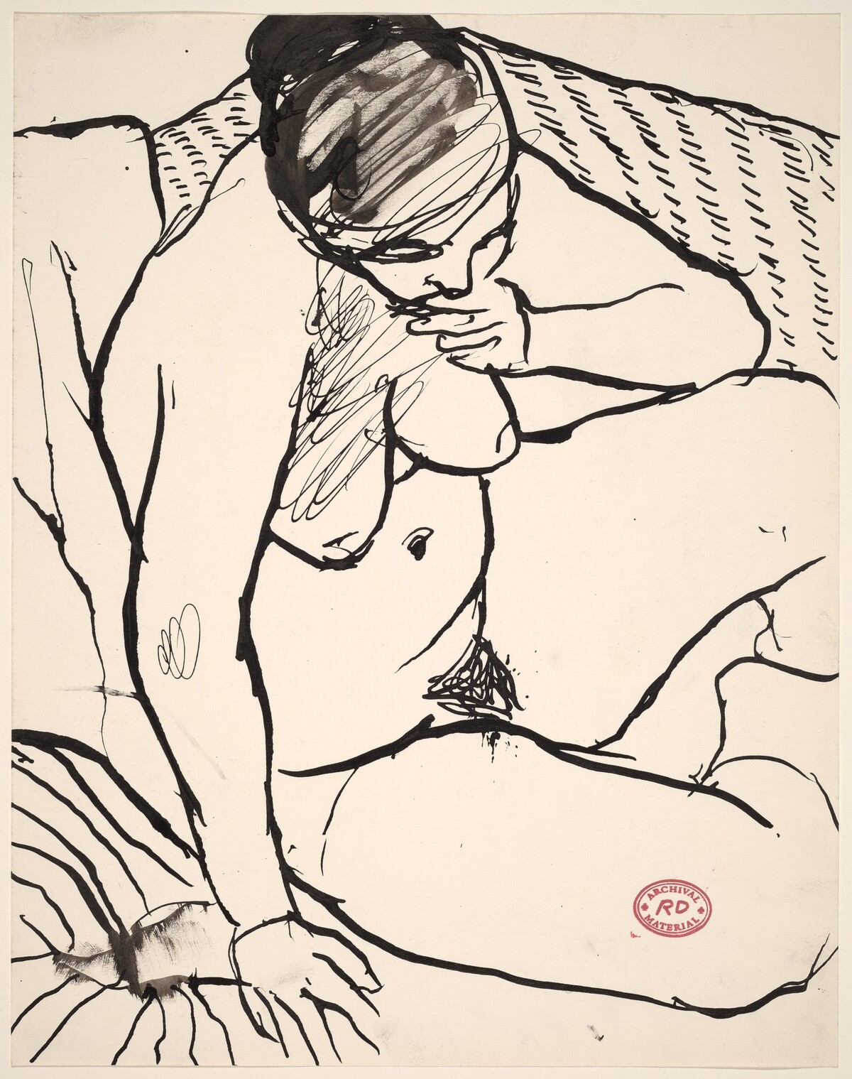 Untitled [seated female nude in thought] by Richard Diebenkorn