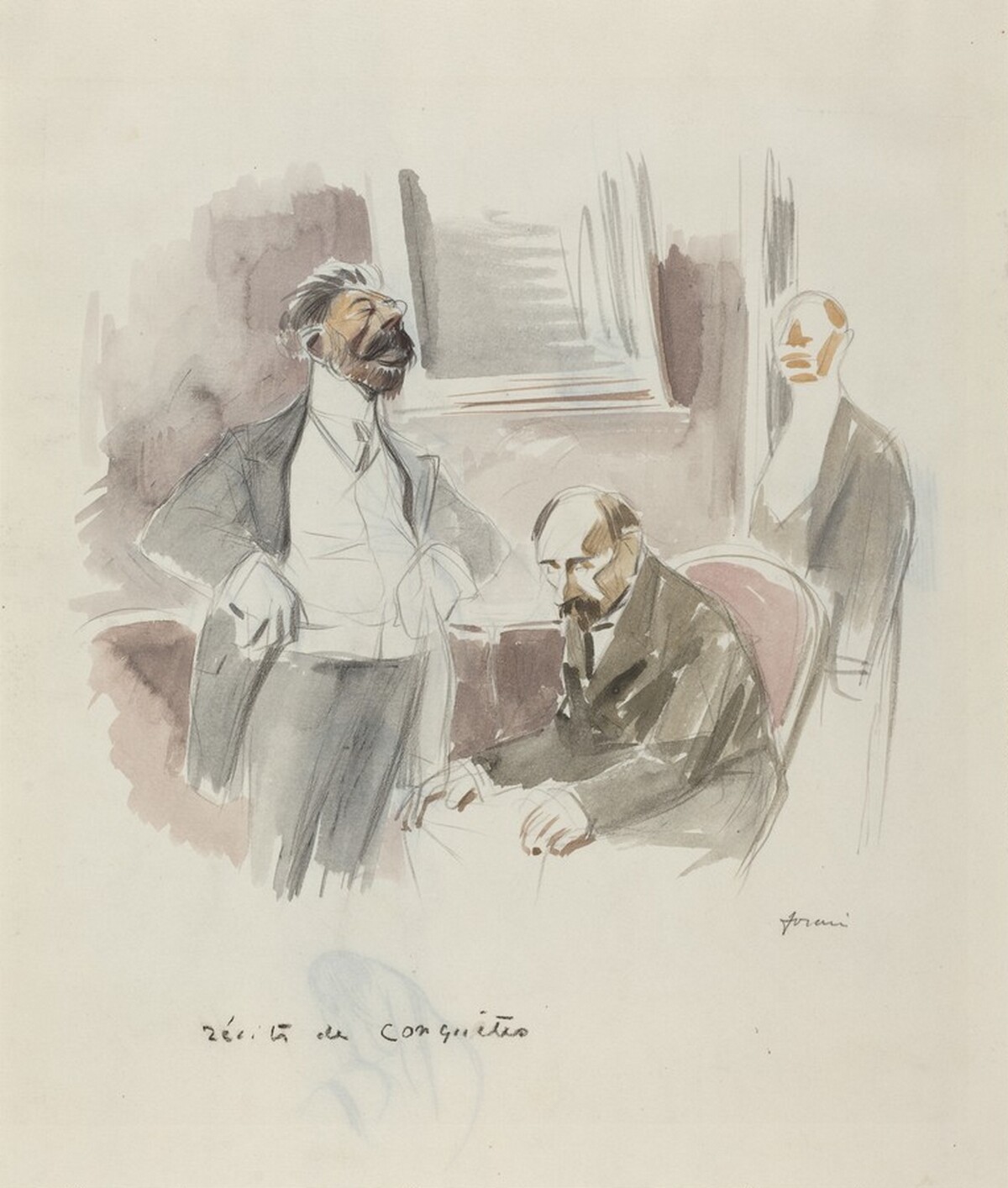 a) Récité de conquetes (recto); b) Figure Sketches (verso) by Jean-Louis Forain
