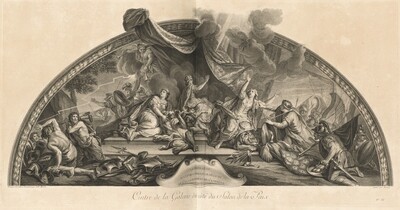 La Hollande accepte la paix et se détache de l'Allemagne et de l'Espagne 1678 Cintre de la Galerie du côté du Salon de la Paix (Holland Accepts Peace and Detaches Itself from Germany and Spain 1678, Center of the Gallery next to the Salon of Peace) [pl. 33]