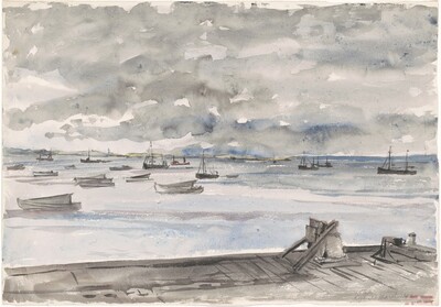 Harbor with Boats at Anchor