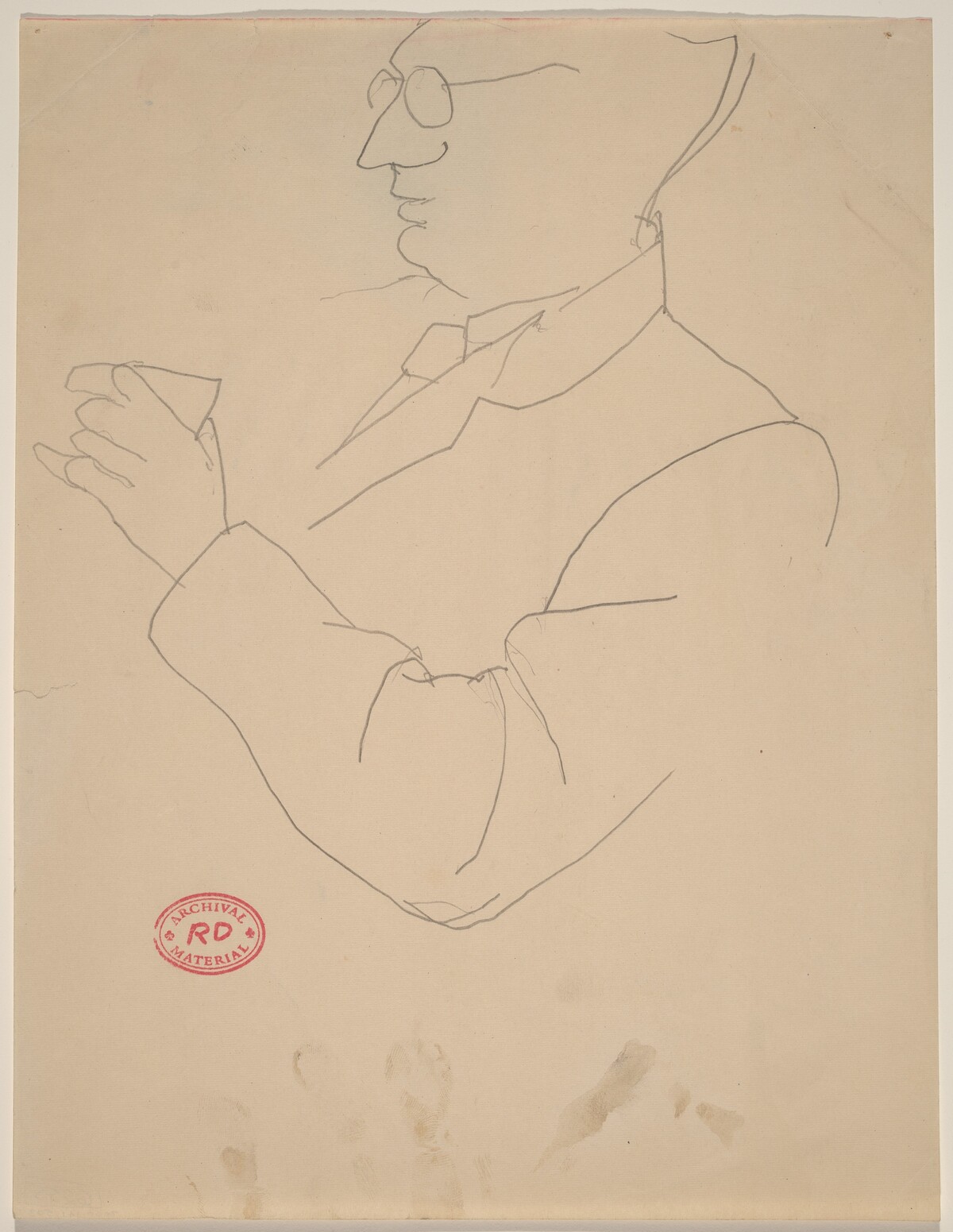 Untitled [man with glasses holding a cup] by Richard Diebenkorn