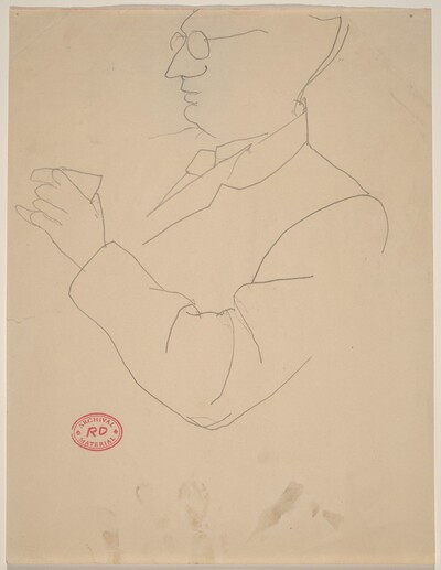 Untitled [man with glasses holding a cup]