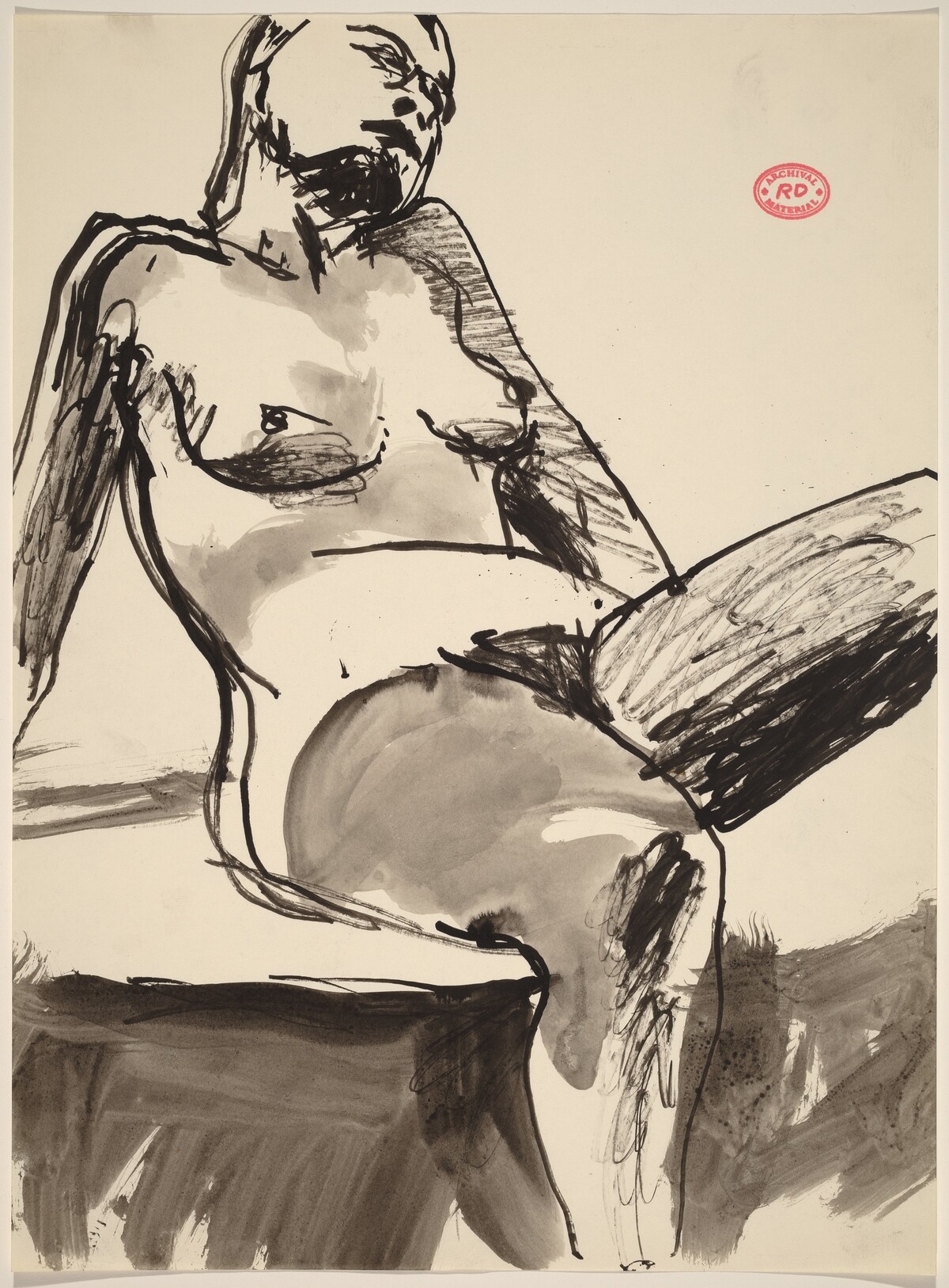Untitled [female nude in stockings seated and leaning back] by Richard Diebenkorn