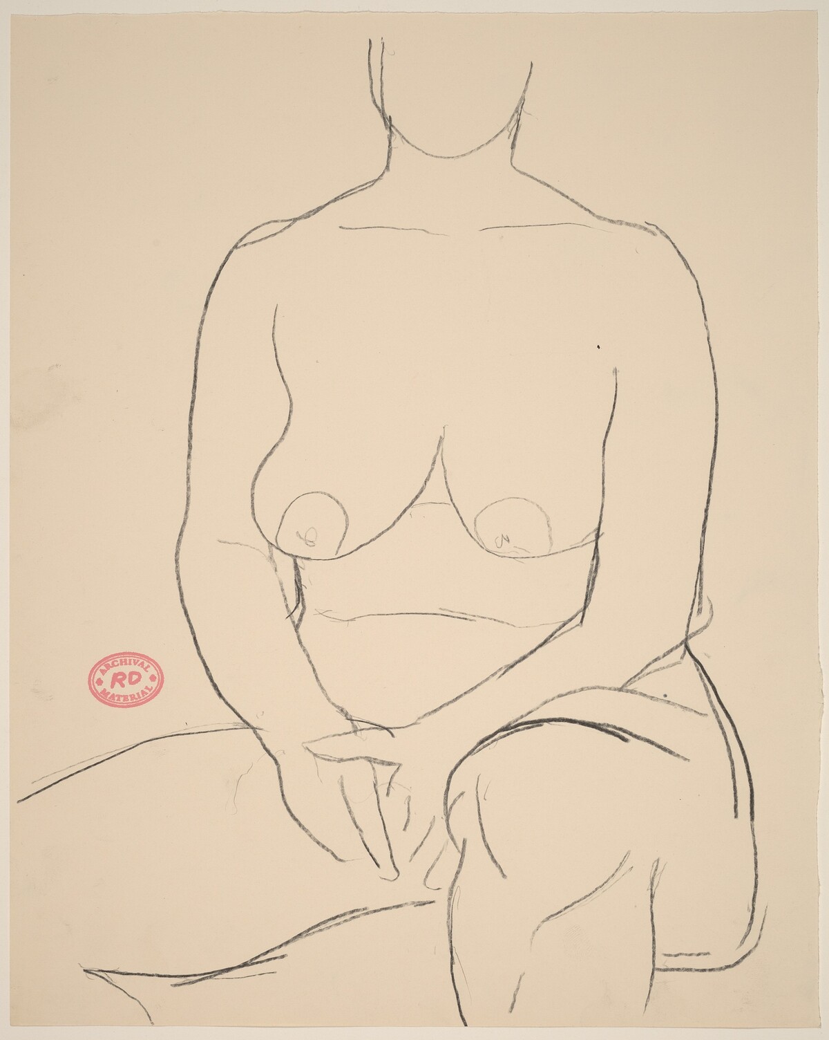 Untitled [seated nude with her hands clasped in her lap] by Richard Diebenkorn