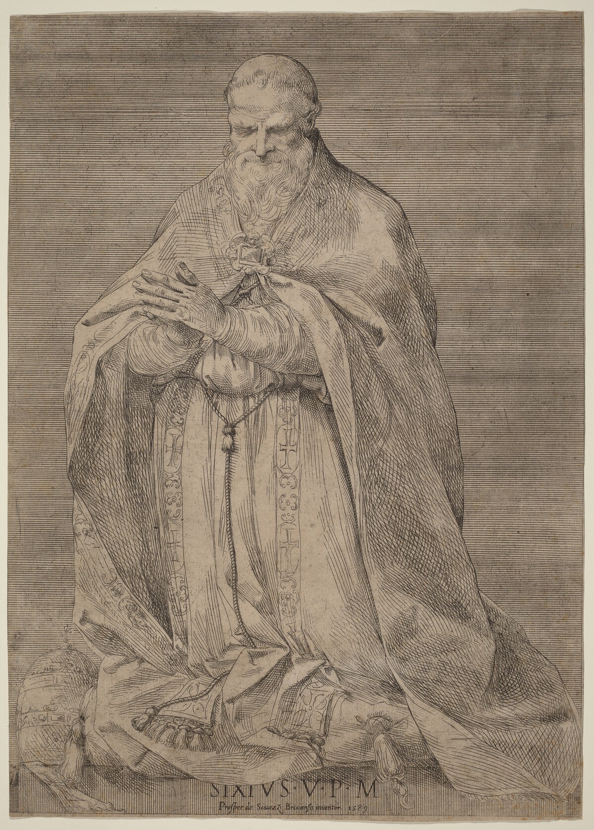 Pope Sixtus V by Prospero Bresciano, after Giuseppe Cesari