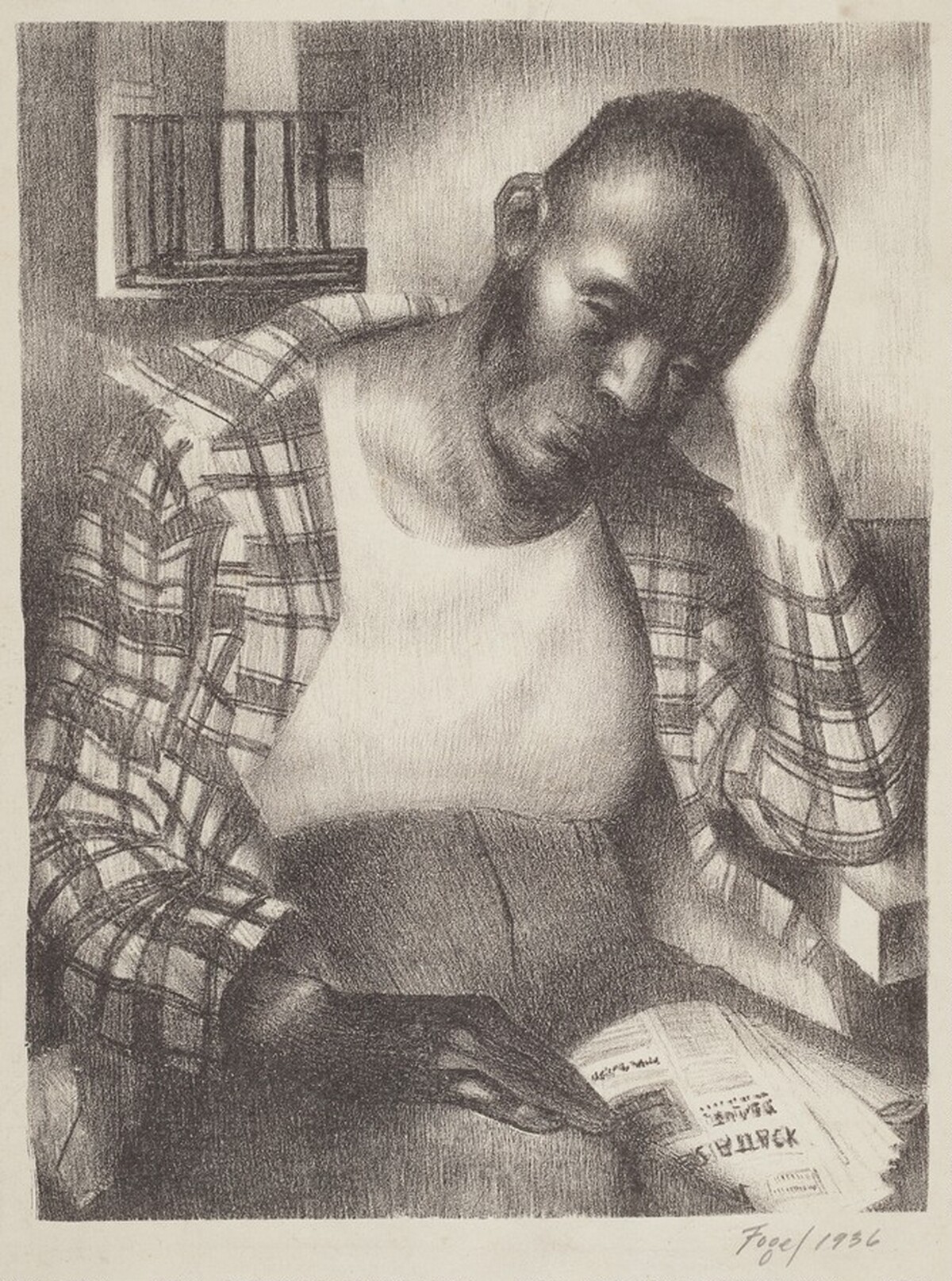 Untitled (Pensive Black Man) by Seymour Fogel