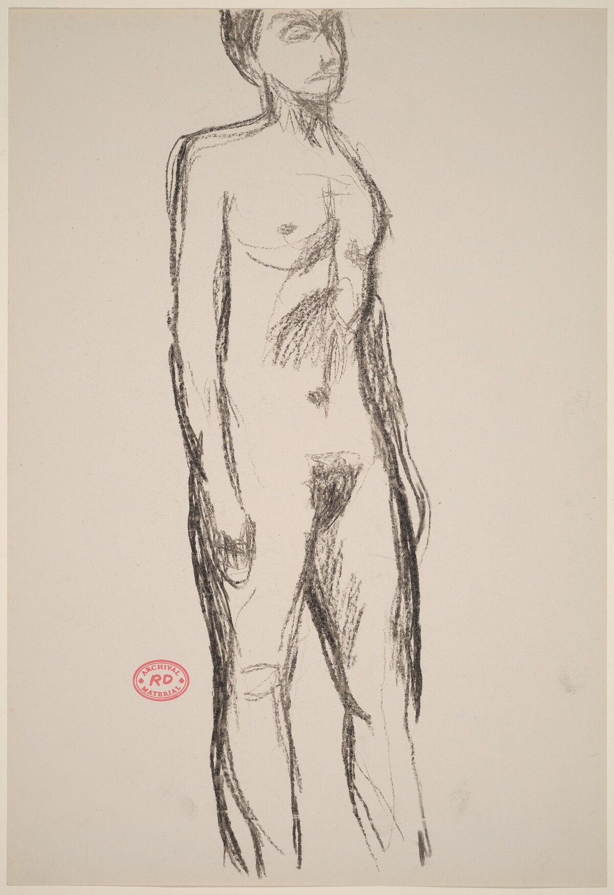 Untitled [standing nude with her arms to her sides] by Richard Diebenkorn
