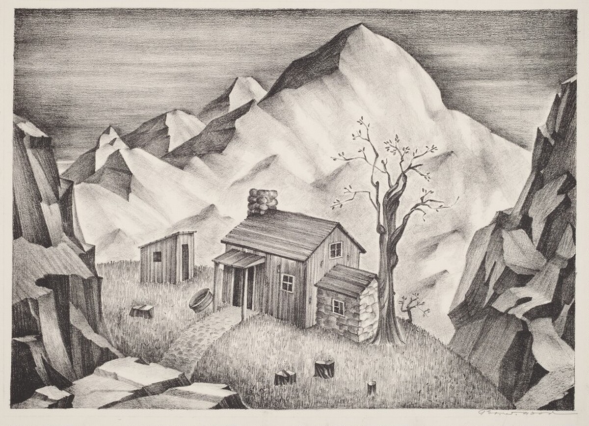 Untitled (Cabin in the Mountains) by George White Good