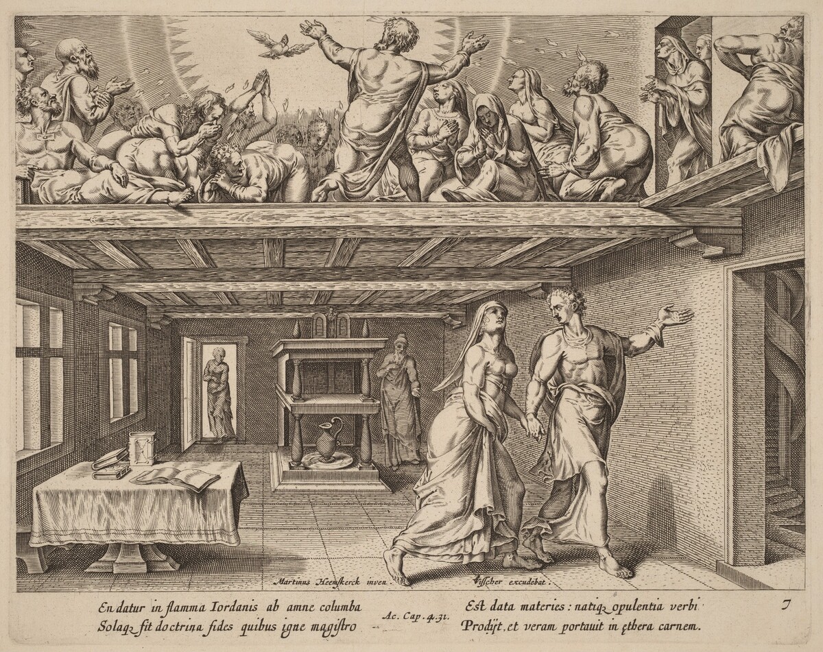 And They were All Filled with the Holy Ghost by Philip Galle after Maerten van Heemskerck