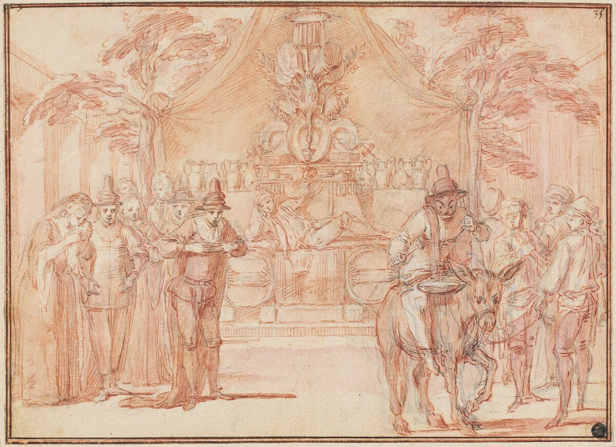 Scene from "The Tomb of Master André" by Claude Gillot