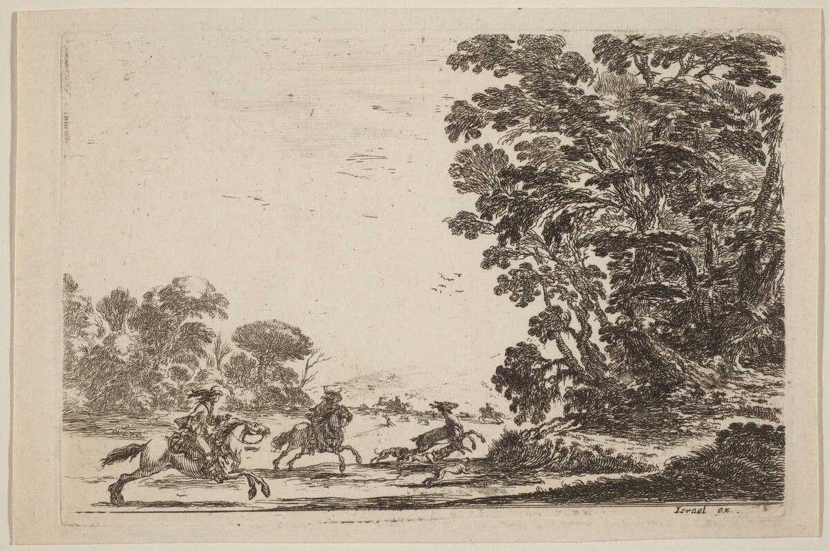 Forest with Deer Hunt by Stefano Della Bella