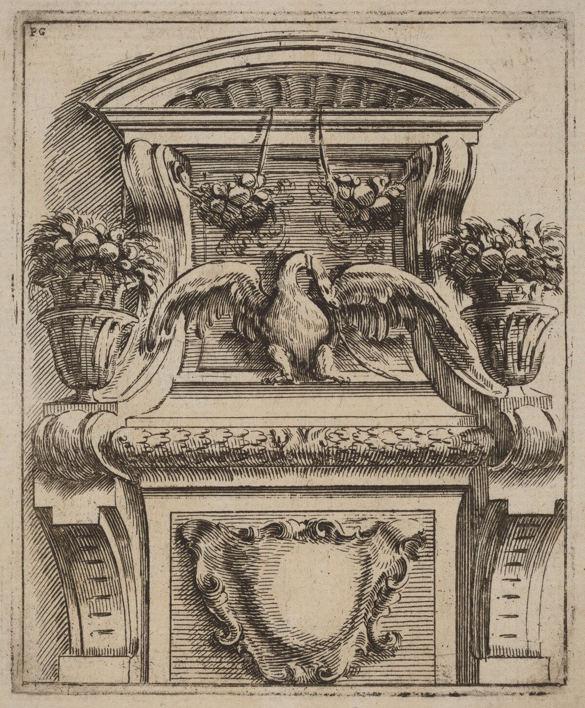 Architectural Motif with a Bird by Carlo Antonio Buffagnotti