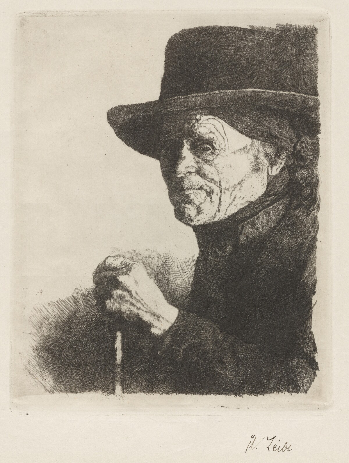 Old Farmer with a Hat by Wilhelm Leibl