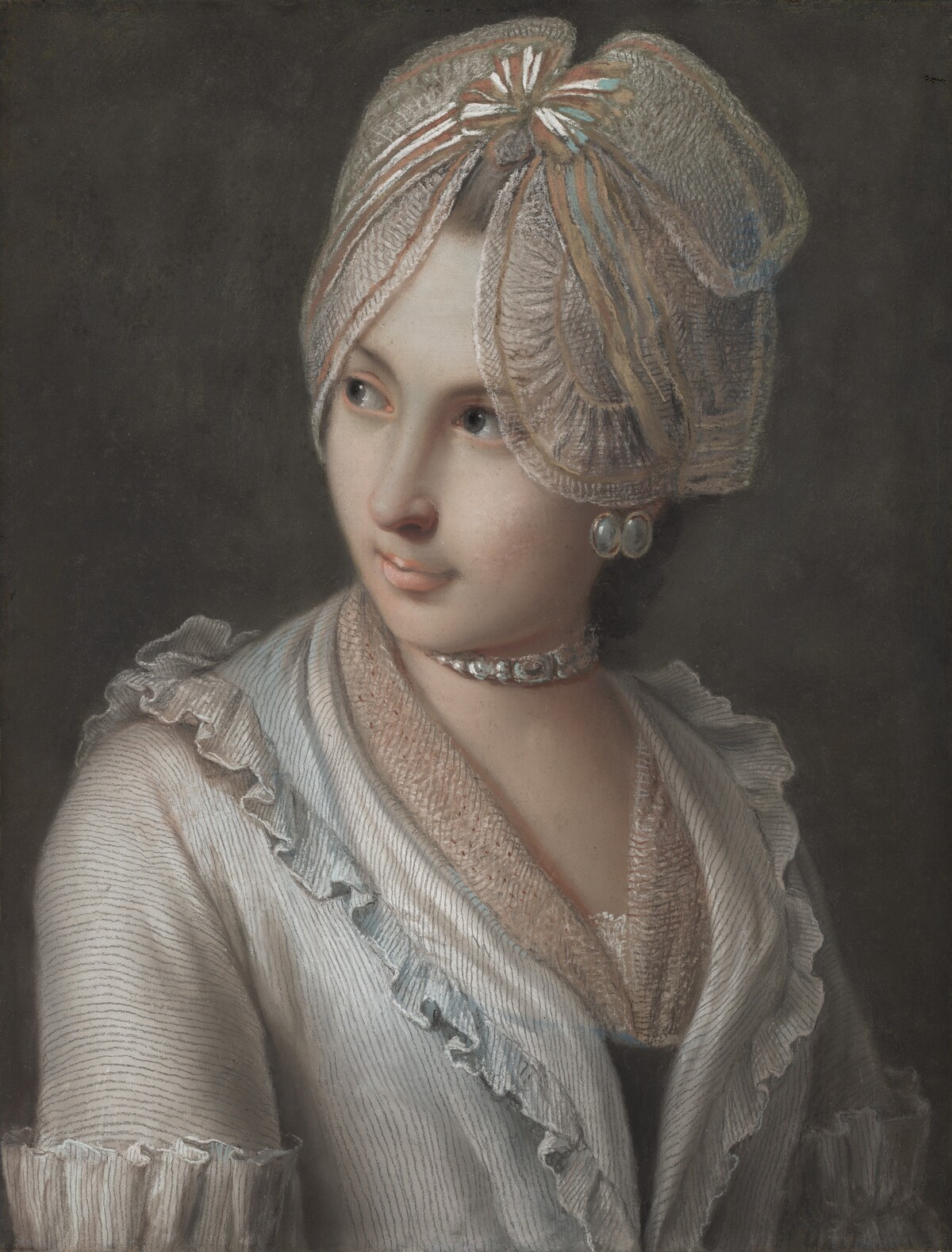 An Elegant Young Lady with a Lace Cap by Pietro Rotari