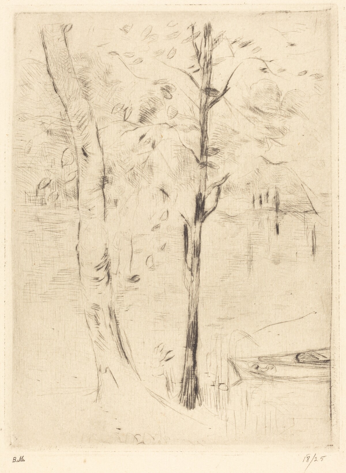 Lake with Rowboat by Berthe Morisot