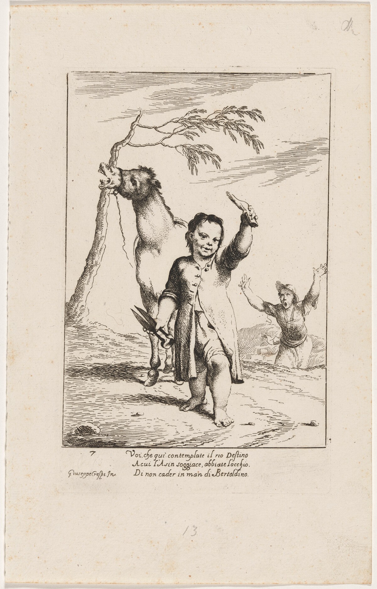 Bertoldino Cutting Off the Donkey's Ears by Giuseppe Maria Crespi and Ludovico Mattioli