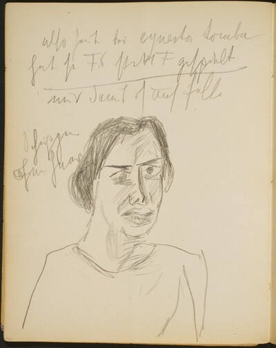 weibliche Bildnisstudie und Notizen (Female Portrait and Notations) [p. 32]