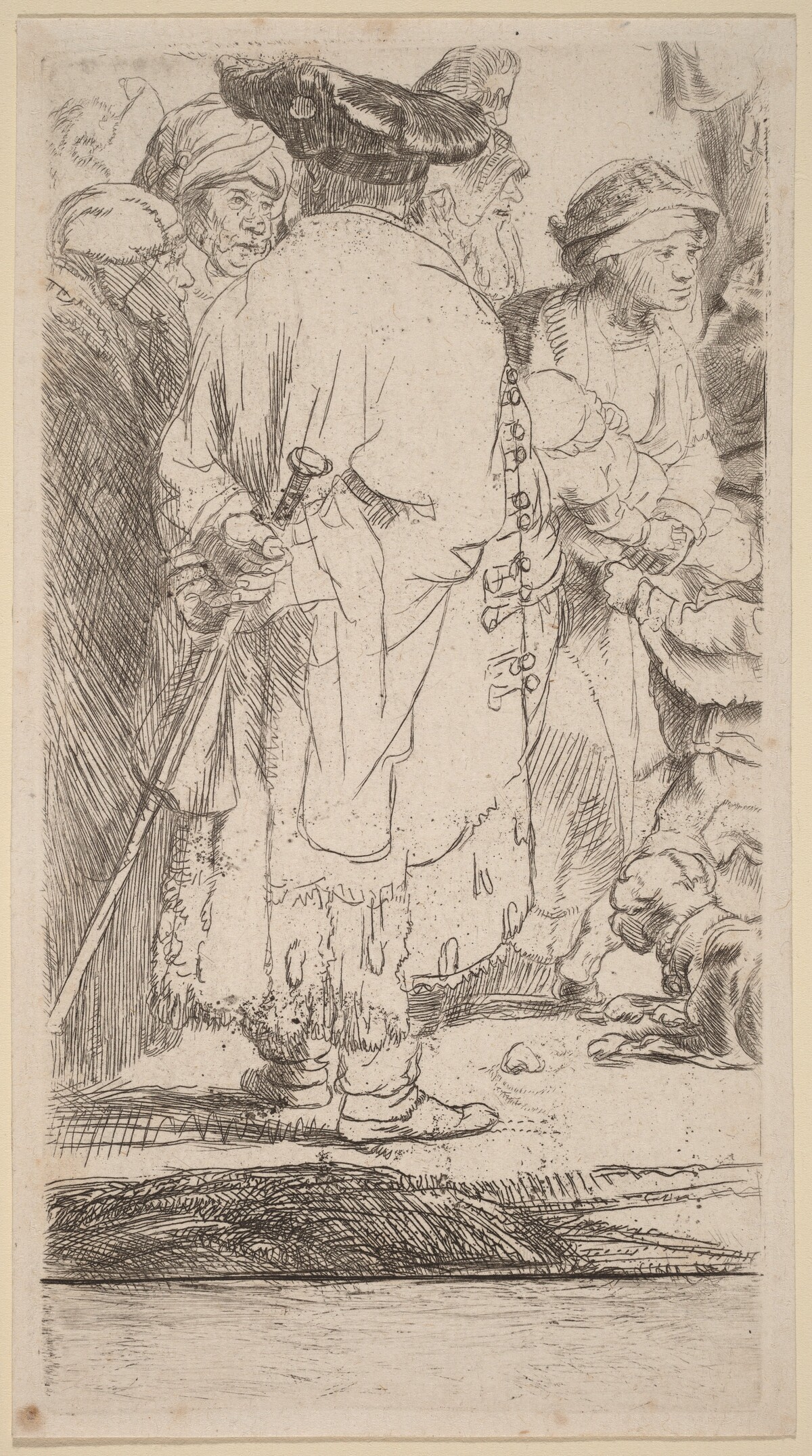 The Man with a Cane (Fragment from the Hundred Guilder Print) by Rembrandt van Rijn and William Baillie