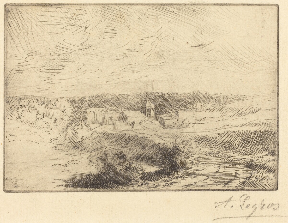 Village of Wimille, near Boulogne  (Village de Wimille, pres Boulogne) by Alphonse Legros