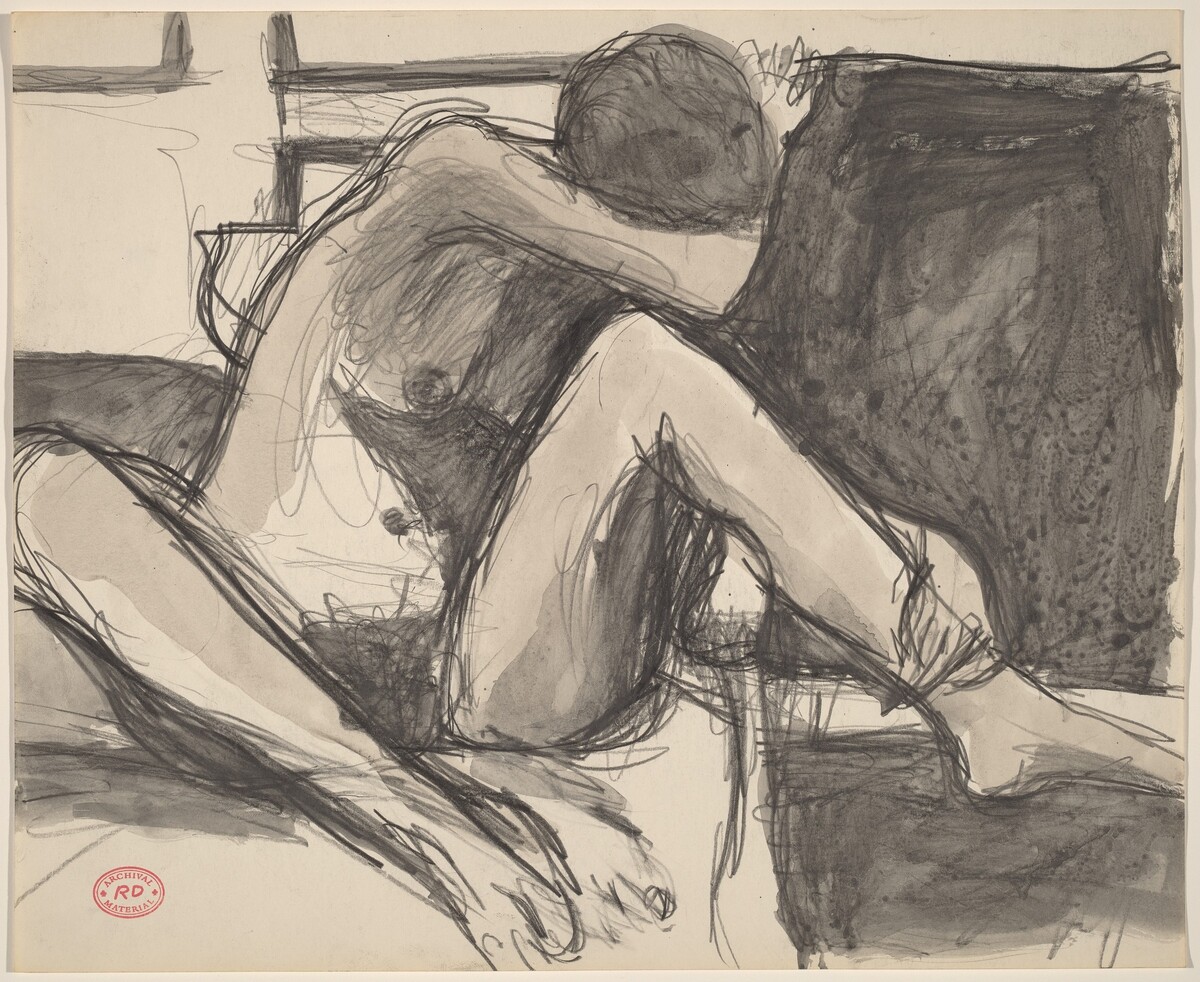 Untitled [seated nude with her head resting in her right arm] by Richard Diebenkorn