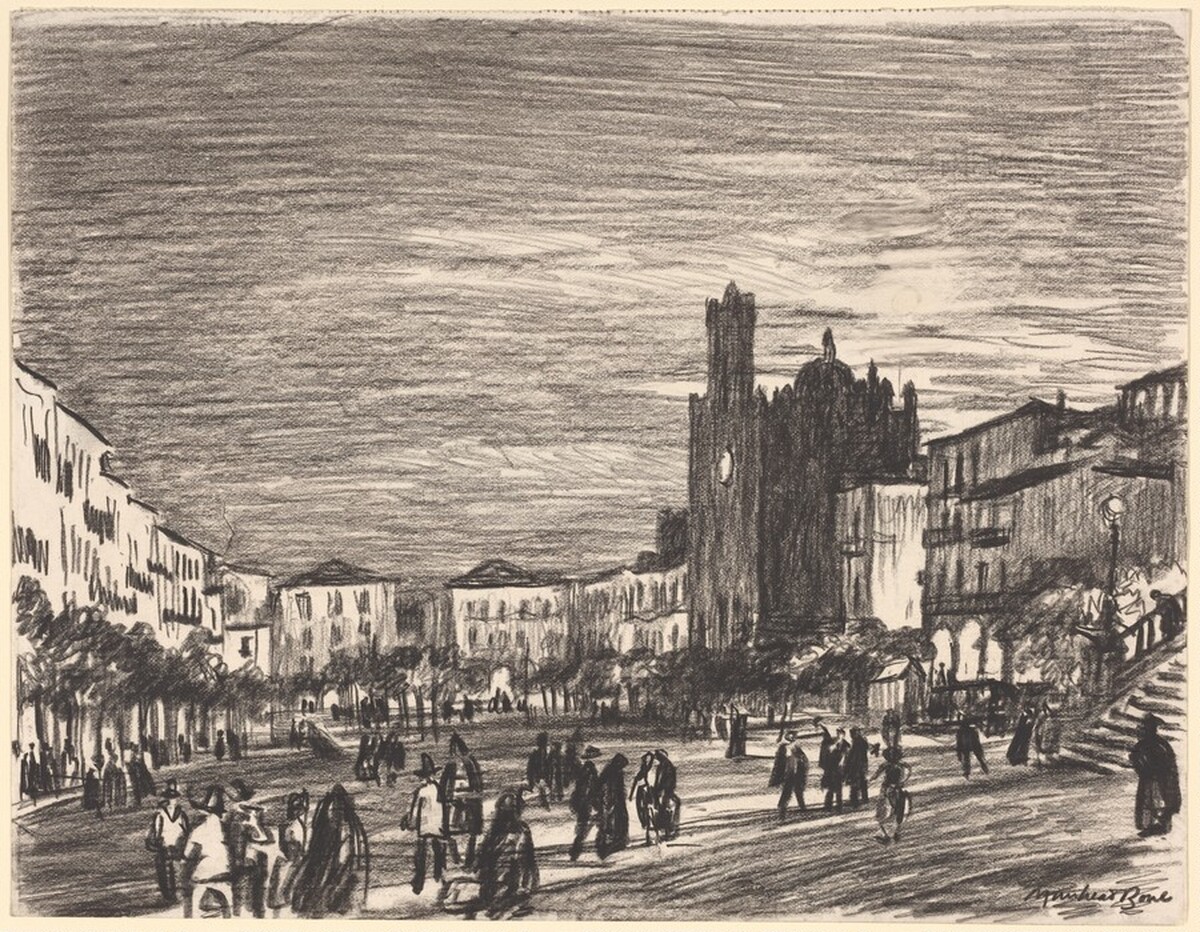 Moonlight, Caceres [recto] by Sir Muirhead Bone