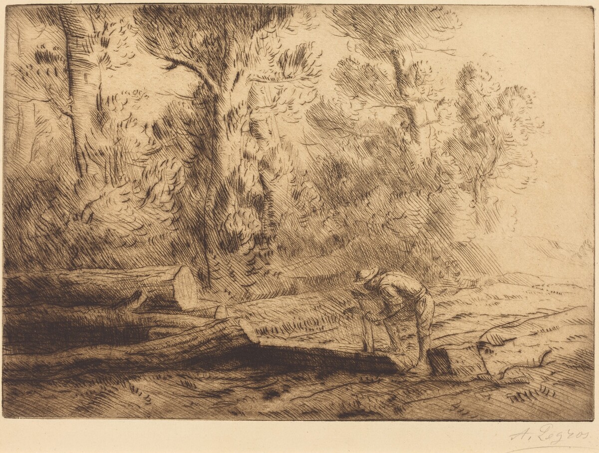 Squaring Logs (Homme que fend des buches) by Alphonse Legros