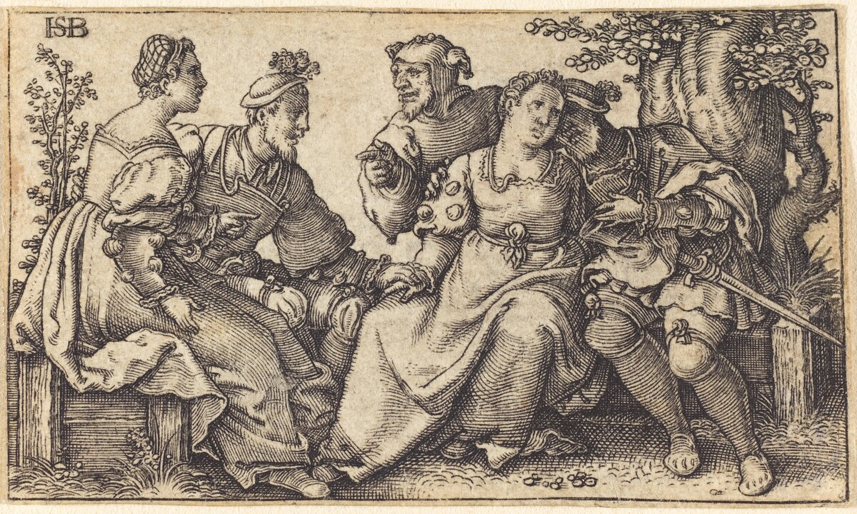 Two Couples and a Fool by after Hans Sebald Beham