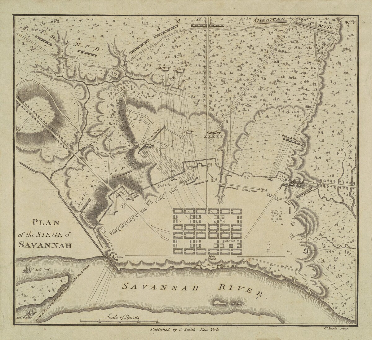 Plan of the Siege of Savannah by Charles B. J. Févret de Saint-Mémin
