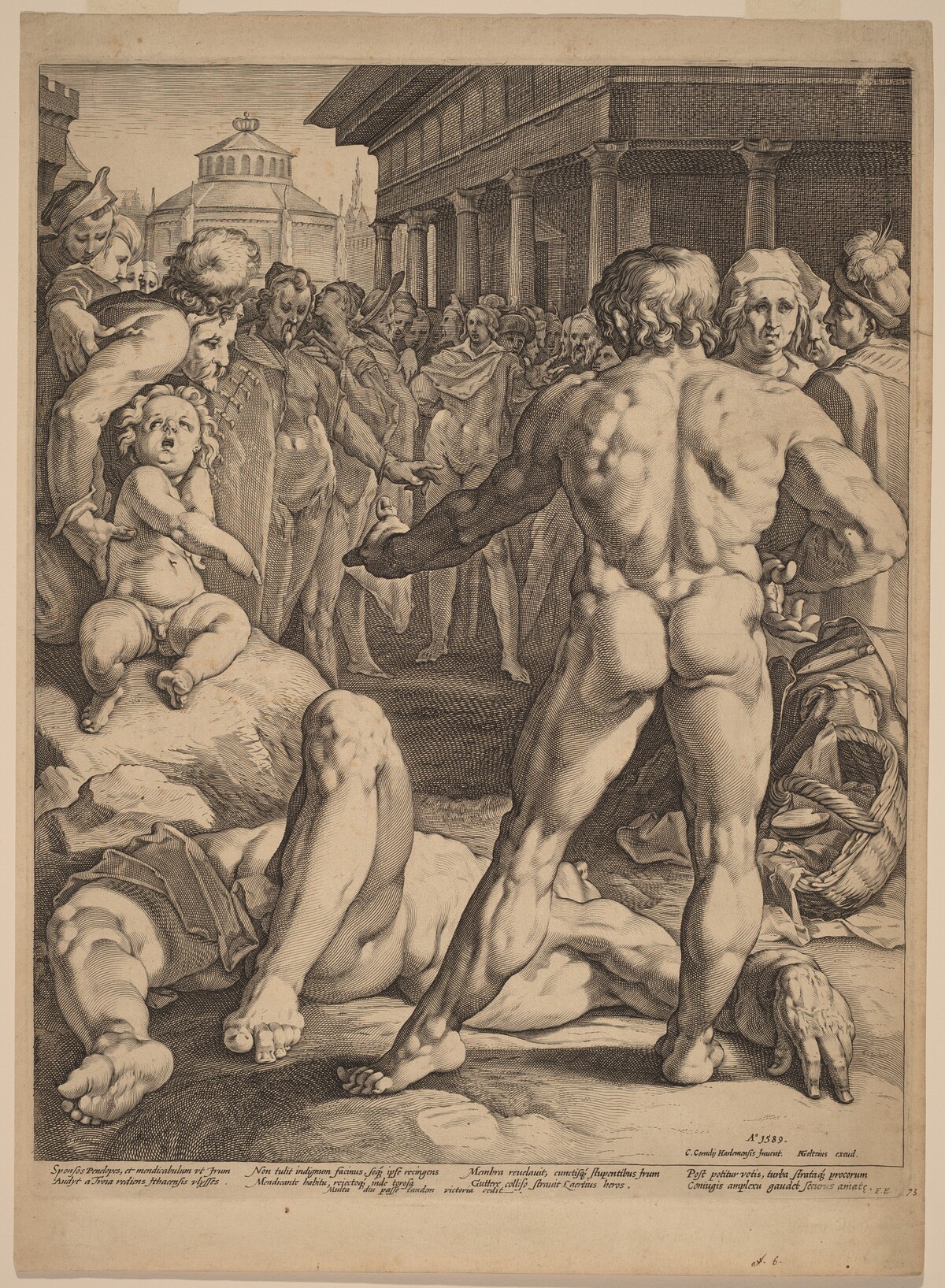 The Fight between Ulysses and Irus by Jan Muller, after Cornelis Cornelisz van Haarlem