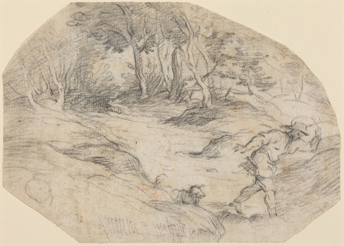 Landscape with a Man and a Dog by Leandro Bassano after Titian