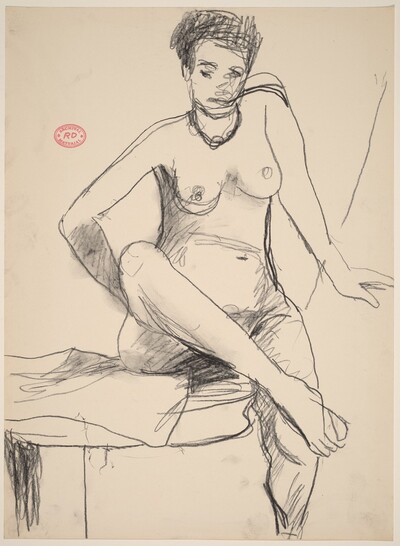 Untitled [seated nude wearing a necklace]