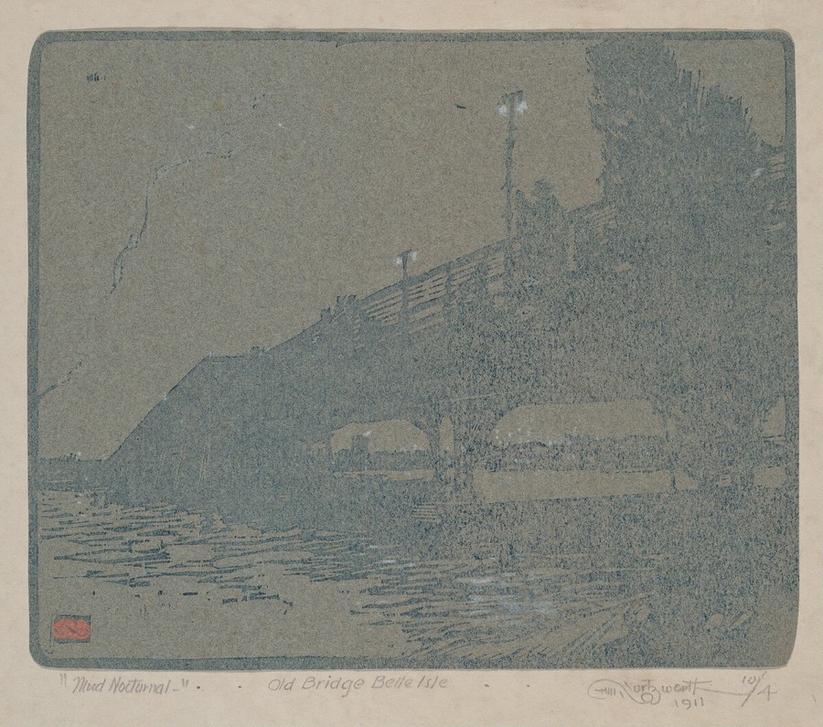 Mood Nocturnal  -.. Old Bridge Bell Isle.. by Harry Muir Kurtzworth