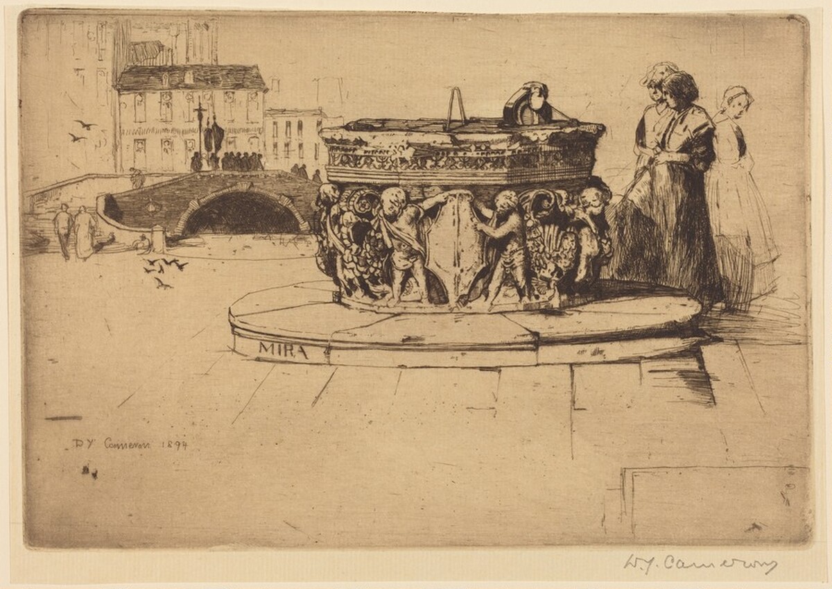 A Venetian Fountain by David Young Cameron