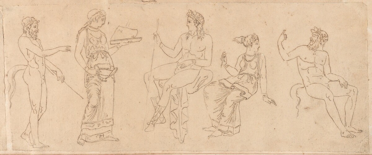 Woman with a Dish and Various Classical Figures by Jacques-Louis David