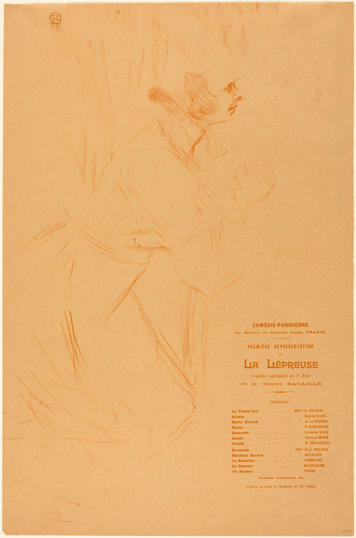 Program for "La lepreuse"  (Programme pour "La lépreuse") by Henri de Toulouse-Lautrec