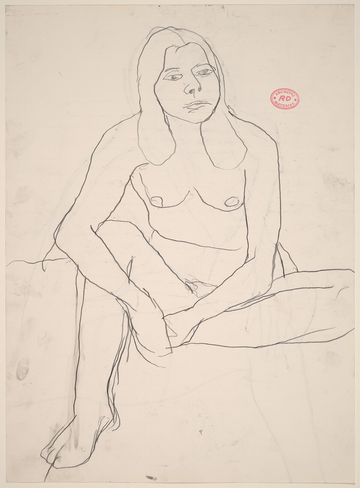 Untitled [seated female nude with clasped hands] [recto/verso] by Richard Diebenkorn