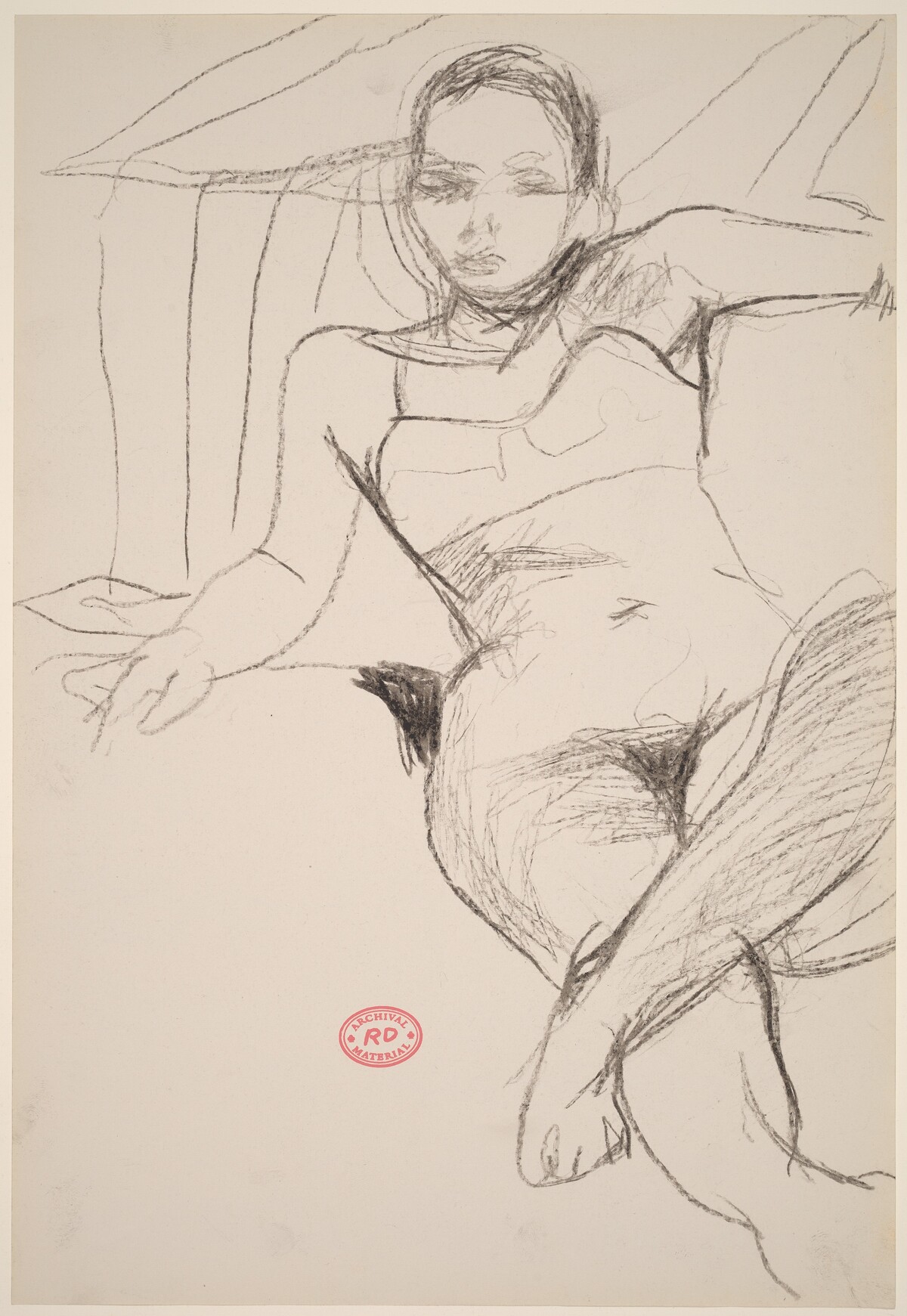 Untitled [model lying back in her bra] by Richard Diebenkorn