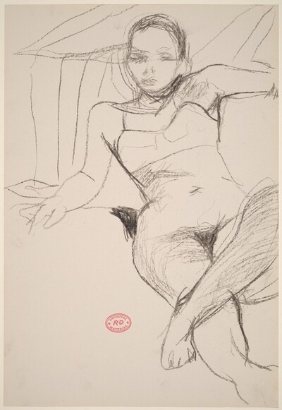 Untitled [model lying back in her bra]