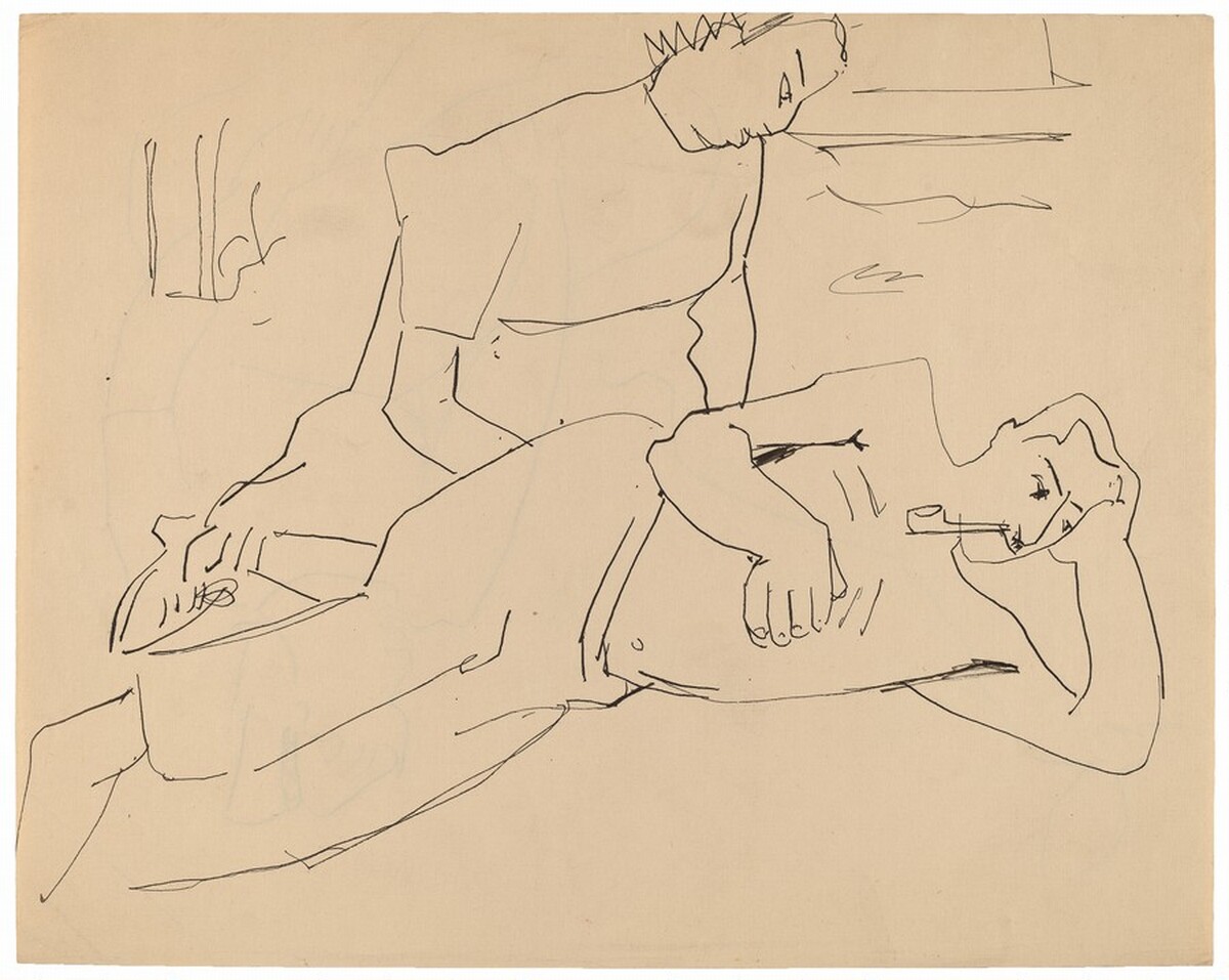 Reclining Male and Seated Female [recto] by Mark Rothko