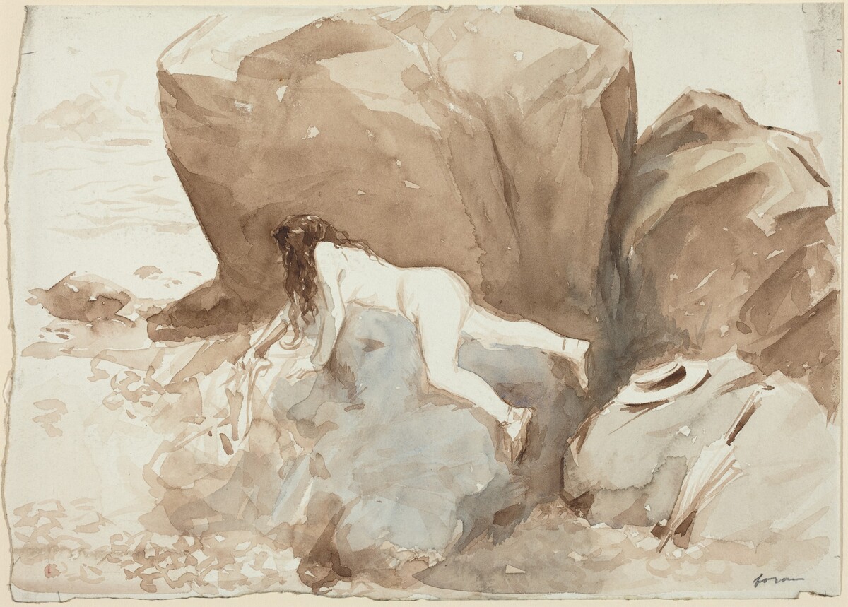 Nude on Rocks by Jean-Louis Forain