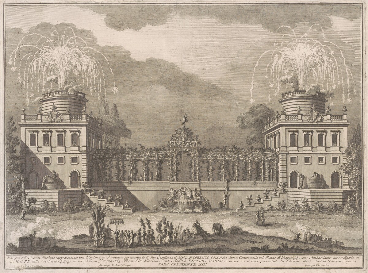 The Seconda Macchina for the Chinea of 1763: The Grape Harvest by Giuseppe Vasi, after Giuseppe Palazzi, after Paolo Posi