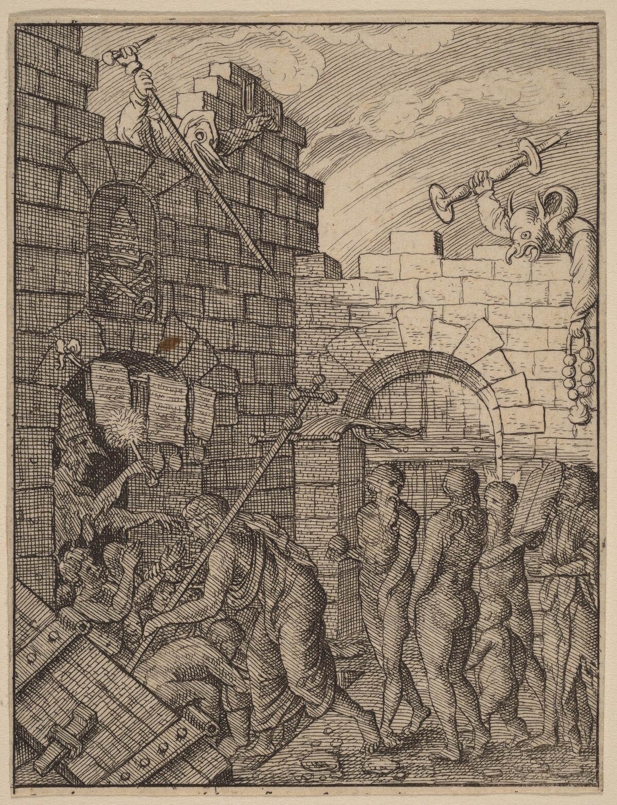 Descent into Hell by Wenceslaus Hollar, after a follower of Hans Holbein the Younger
