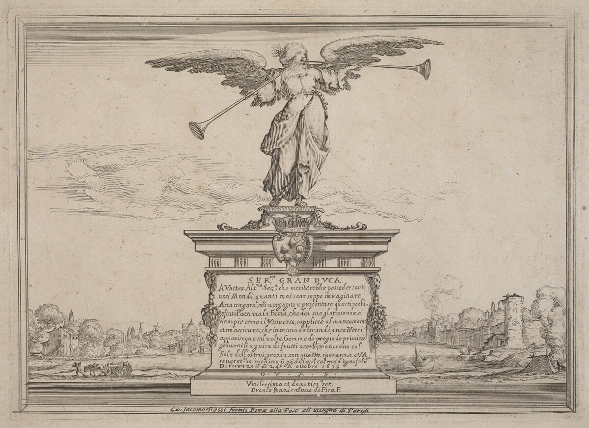 Dedication Page with Statue of Fama by Ercole Bazicaluva