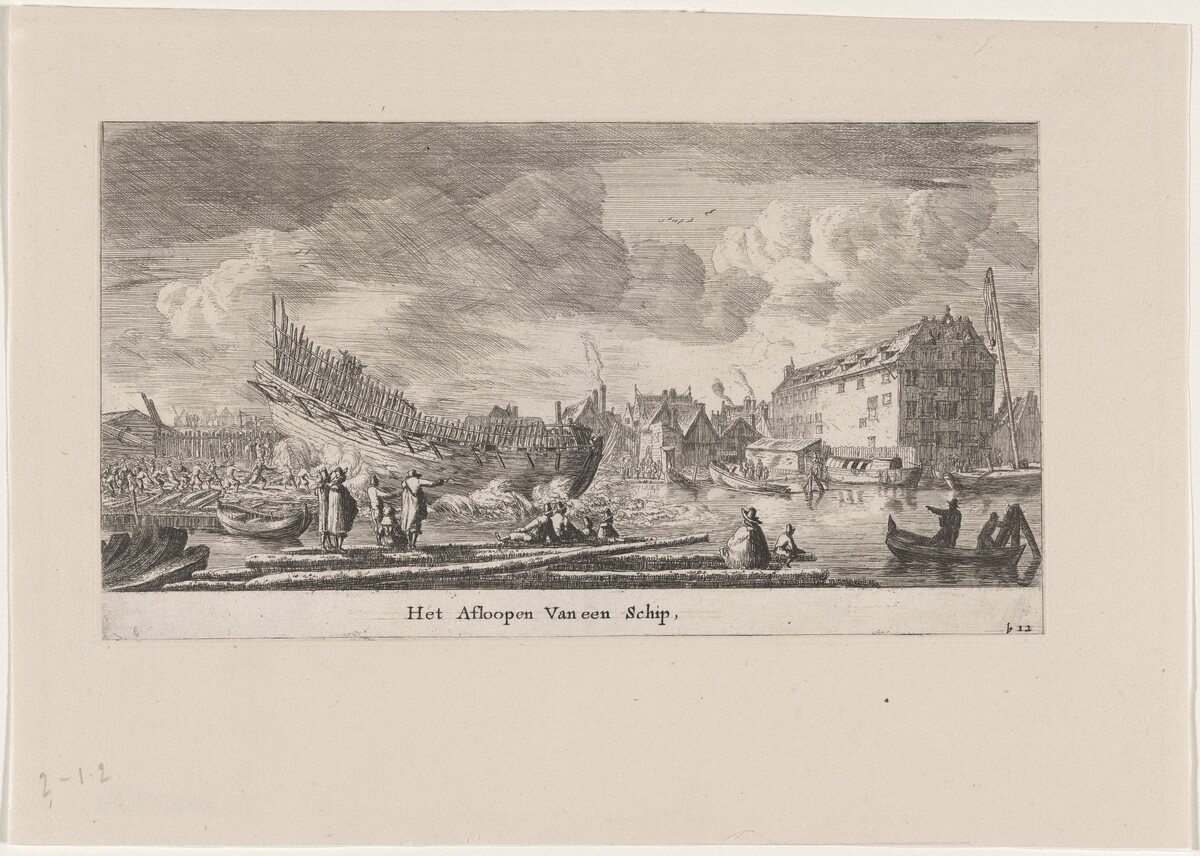 The Launch of a Ship by Reinier Nooms, called Zeeman