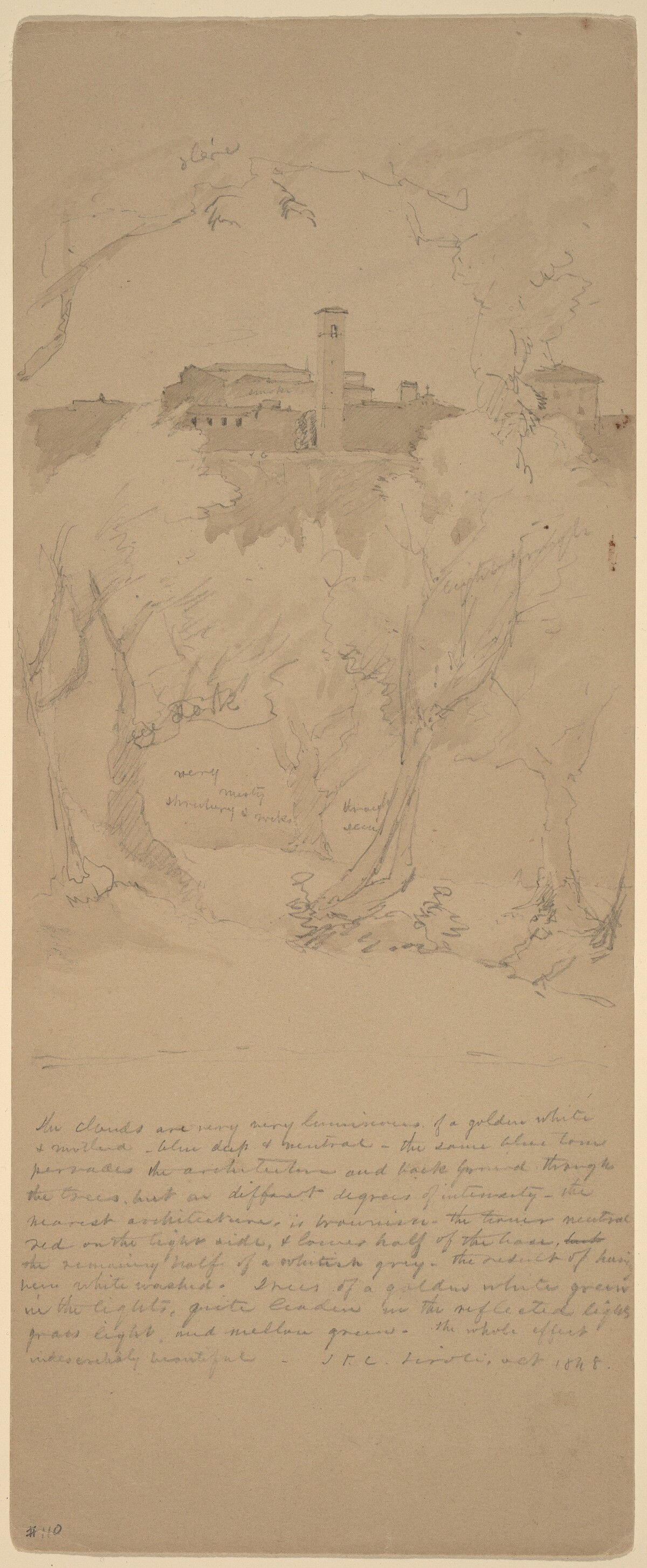 View through the Trees at Tivoli [recto] by Jasper Francis Cropsey