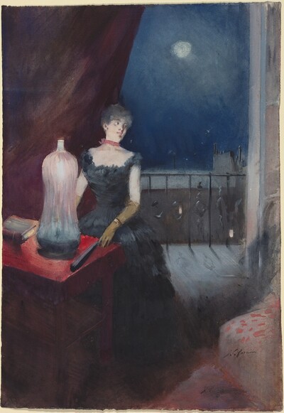 a) Standing Woman with a Fan (recto); b) Study of a Man and Woman (verso)