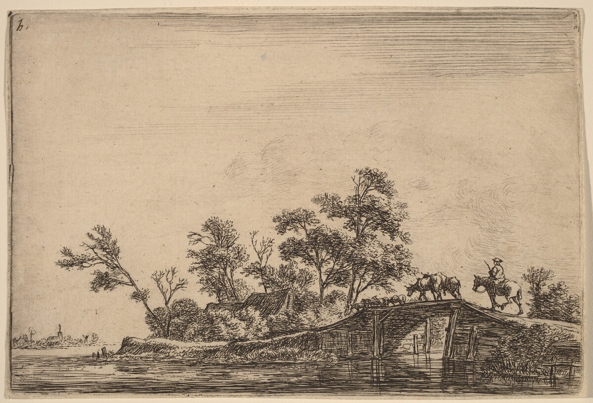 Rider and Flock on a Bridge by Anthonie Waterloo