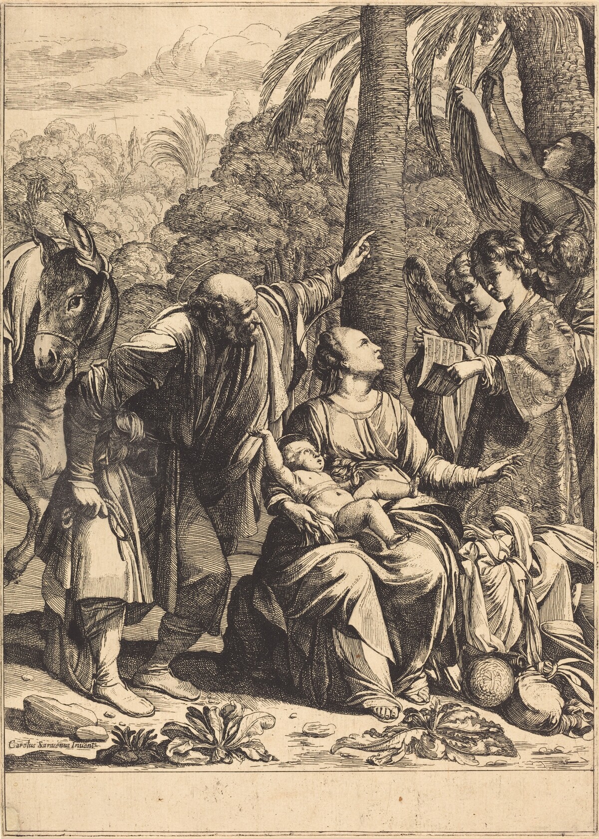 Rest on the Flight into Egypt by Jean Leclerc after Carlo Saraceni