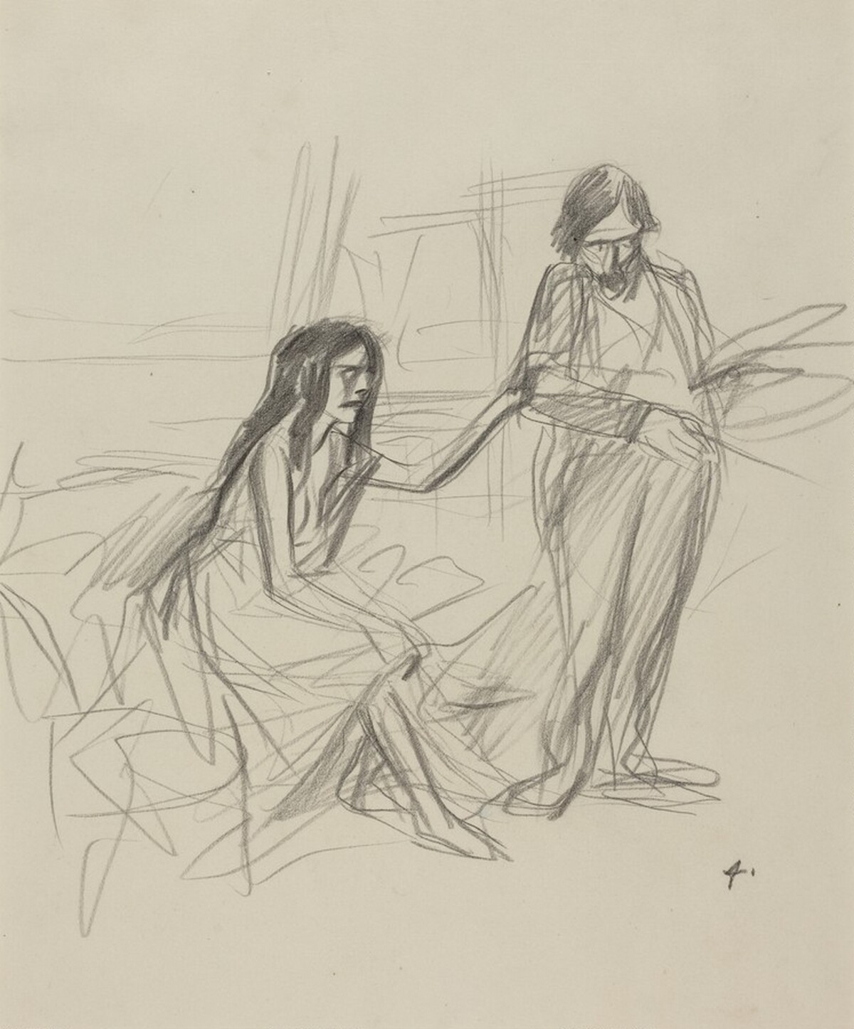 Artist and His Model by Jean-Louis Forain