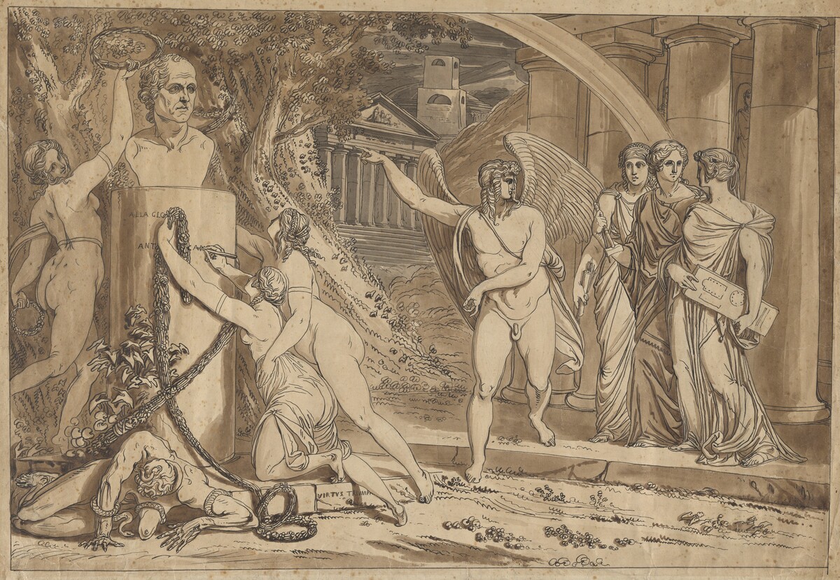 Virtues Crowning the Bust of Canova by Michele Sangiorgi